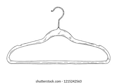 Sketch of clothes hangers isolated on white background. Vector