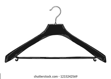 Sketch of clothes hangers isolated on white background. Vector