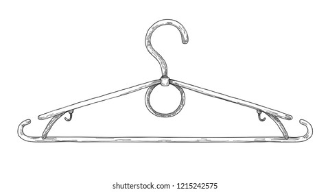 Sketch of clothes hangers isolated on white background. Vector