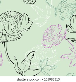 sketch clover flower seamless pattern
