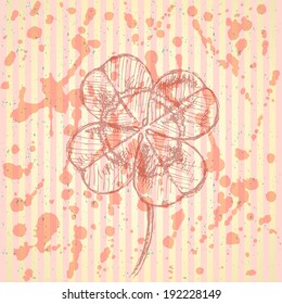 Sketch clover, vector vintage background, saint Patrick day symbol