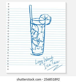 sketch cocktail on a notebook sheet