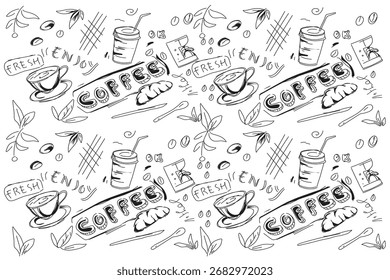 sketch coffee doodle background. eps