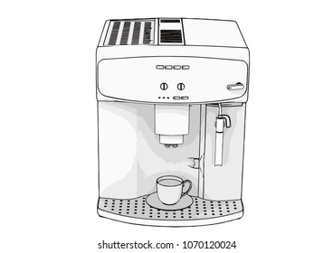 sketch of a coffee machine vector
