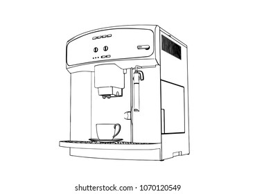 sketch of a coffee machine vector