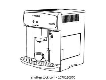 sketch of a coffee machine vector