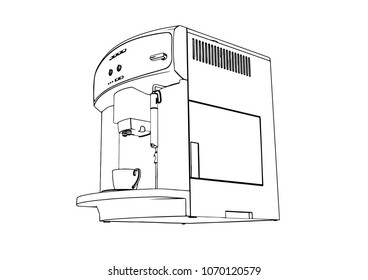 sketch of a coffee machine vector