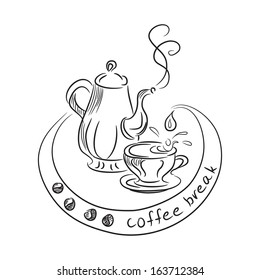 sketch of coffee still life. vector illustration
