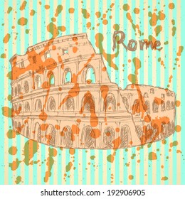 Sketch Coliseum, vector vintage background eps 10