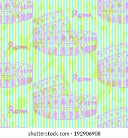 Sketch Coliseum, vector vintage seamless pattern eps 10