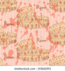 Sketch Coliseum, vector vintage seamless pattern eps 10