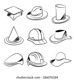 sketch collection of hats