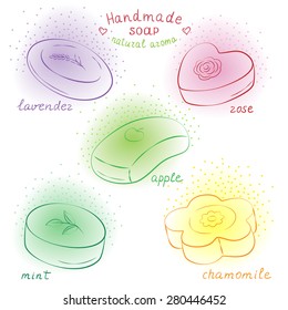 Sketch collection of natural handmade flavor soap.