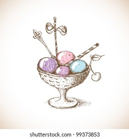 sketch of color ice-cream