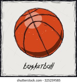 Sketch color illustration. Sign. Basketball