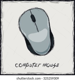 Sketch color illustration. Sign. Computer mouse