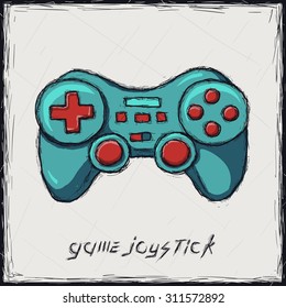 Sketch color illustration. Sign. Game joystick