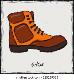 Sketch color illustration. Sign. Shoes