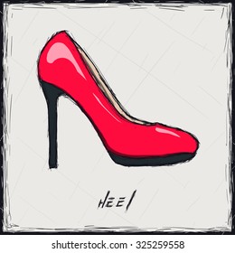 Sketch color illustration. Sign. Shoes