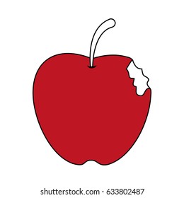 sketch color silhouette bitten apple fruit