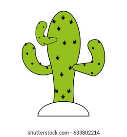 sketch color silhouette cactus desert plant with thorny