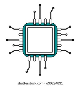 sketch color silhouette chip icon integrated circuit