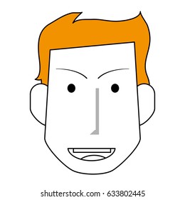 sketch color silhouette front face man with hairstyle and smile