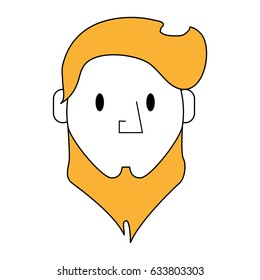 sketch color silhouette front face caricature old man with long beard