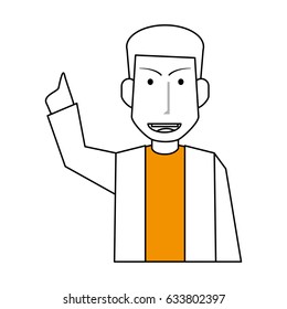 sketch color silhouette half body caricature doctor male with hand up