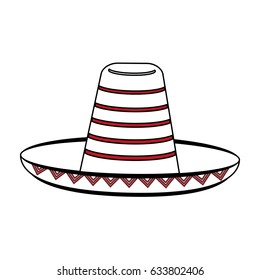 sketch color silhouette mexican hat accesory costume