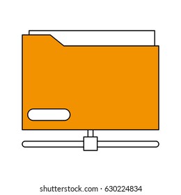 sketch color silhouette office folder with documents inside and base