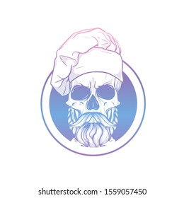Sketch color skull with cooks hat