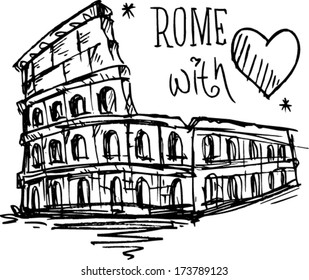 Sketch Colosseum  Rome with love