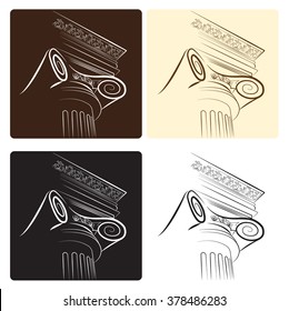 Symbol für die Spaltenarchitektur skizzieren Vorlage zum Symbol, Logo mit Optionen für farbisolierten Vektorsatz. Vektor für alte Architektur.