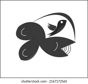 sketch a combination of curved lines that produce unique images such as forming flying birds  fish