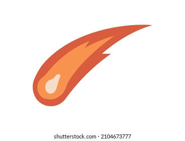 Skizze des Kometen. Roter Sternschuss. Schöne Raumszenen. Galaxie und Planeten. Astronomie und wissenschaftliche Forschung, Fantasie, Träume. Cartoon-FlachVektorgrafik einzeln auf weißem Hintergrund