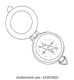 Sketch of a compass. Vector illustration. Isolated on white background.