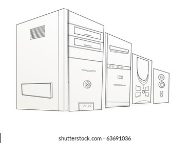 Sketch Components Computer Equipment Stock Vector Royalty Free 63691036