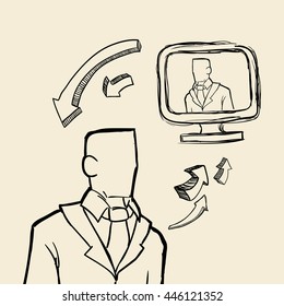 Sketch concept with icon design, vector illustration 10 eps graphic.