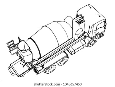 sketch of concrete mixer vector
