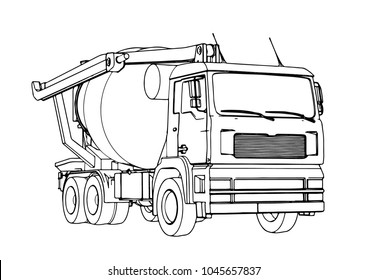 sketch of concrete mixer vector
