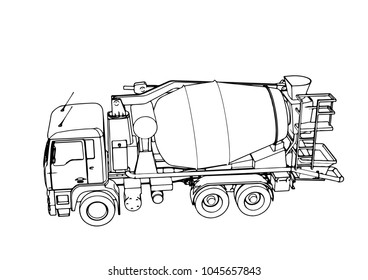 sketch of concrete mixer vector
