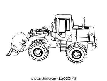 sketch of a construction bulldozer vector