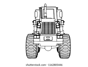sketch of a construction bulldozer vector