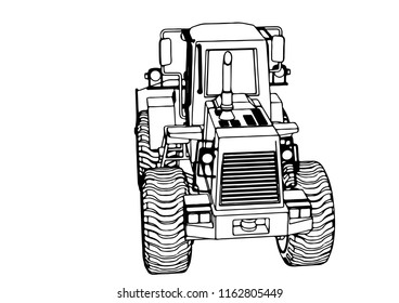 sketch of a construction bulldozer vector
