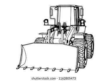 sketch of a construction bulldozer vector