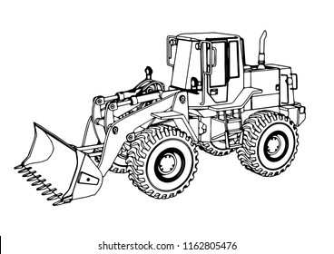 sketch of a construction bulldozer vector