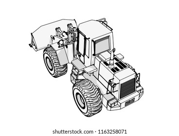 sketch of a construction bulldozer vector