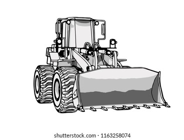 sketch of a construction bulldozer vector