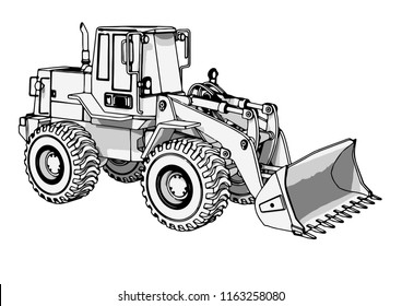 sketch of a construction bulldozer vector